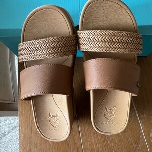 Reef Brown Sandals with Textured Footbed and Heel Strap